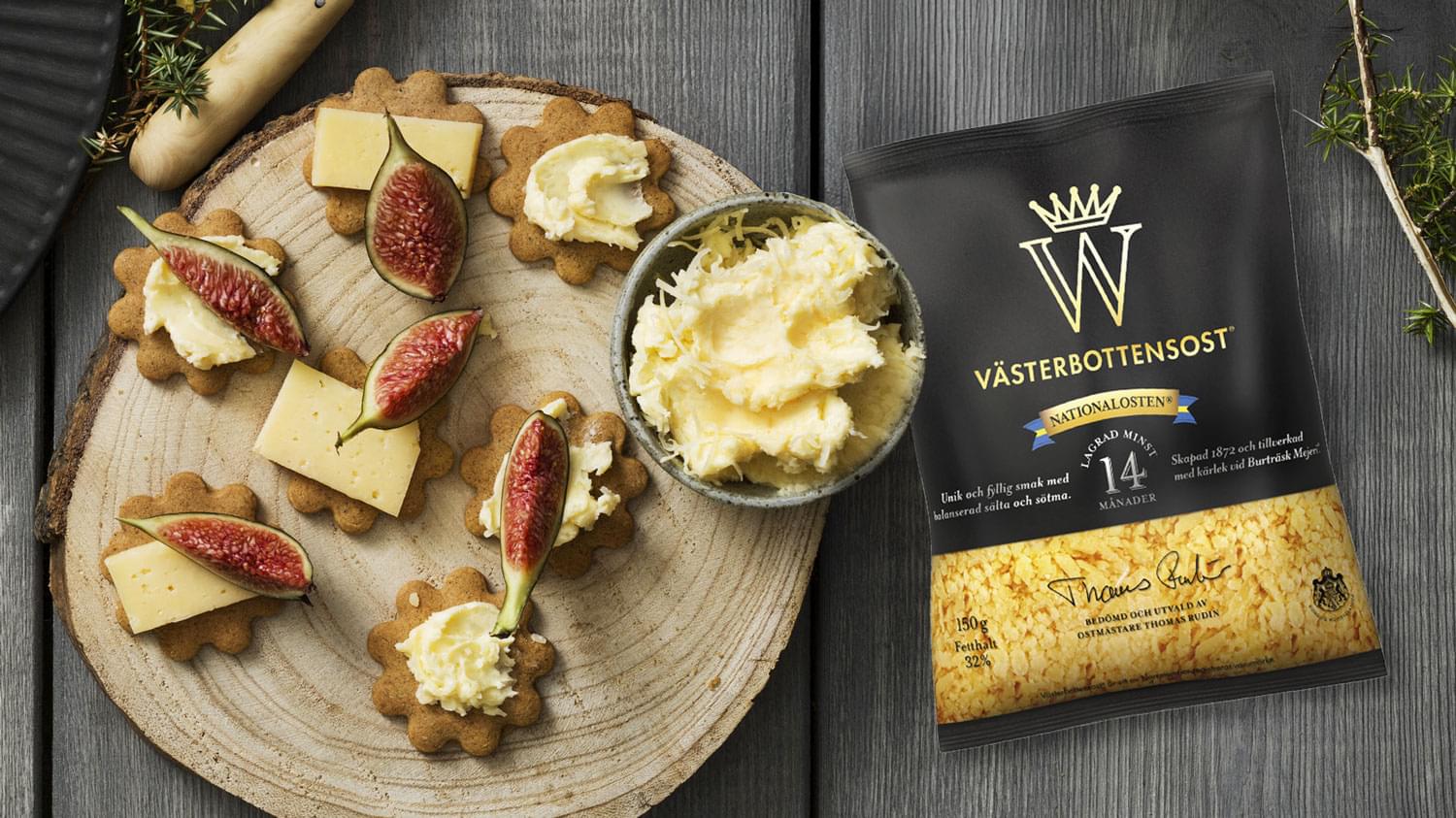 Godare advent med Pepparkakor med Västerbottensostsmör och fikon