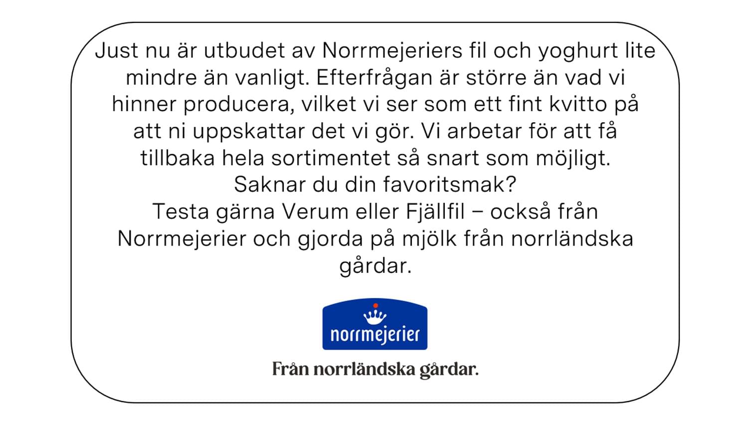 Total lista på pausade artiklar från Norrmejerier
