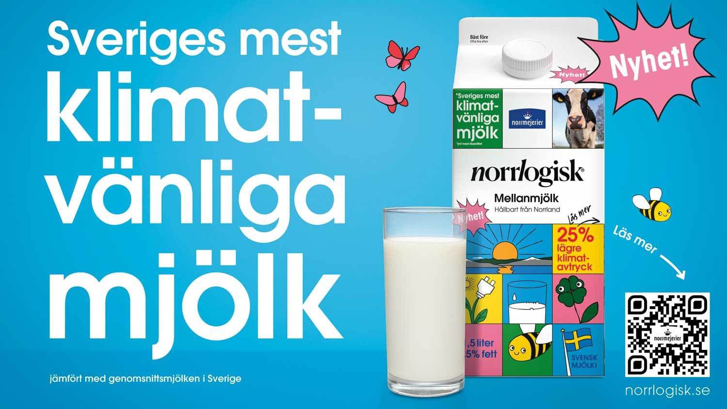 Framtidens mjölk är här: Norrlogisk - Mjölk med 25% lägre klimatpåverkan*